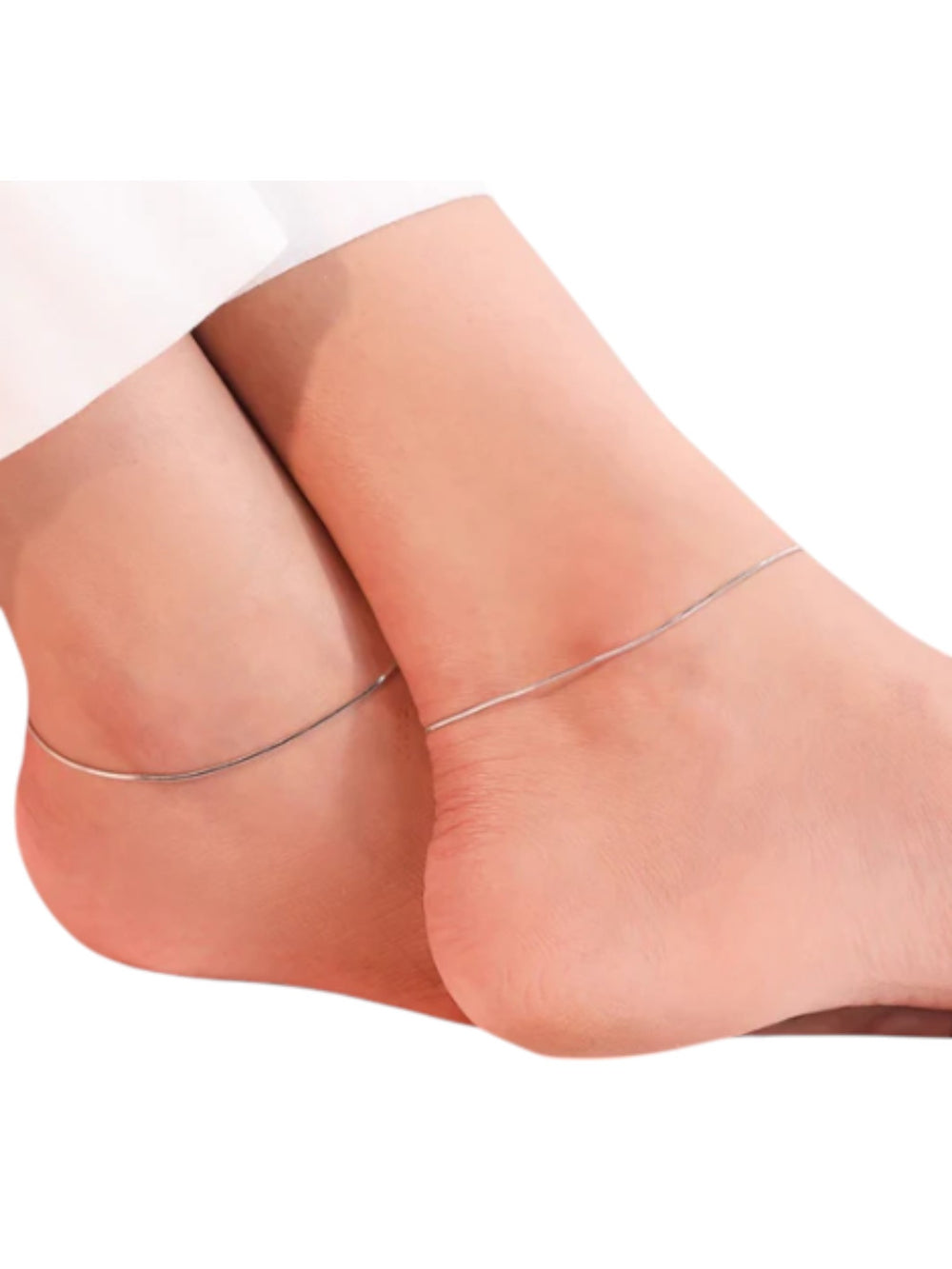 Minimal Rhodium Plated 925 Sterling Silver Chain Anklet By Kesardeep Impex For Women