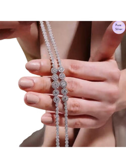 Glimmering Fusion Floral CZ Rhodium Plated 925 Sterling Silver Anklet By Kesardeep Impex For Women