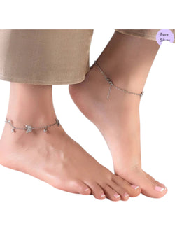 Triple Butterfly Rhodium Plated 925 Sterling Silver Anklet By Kesardeep Impex For Women