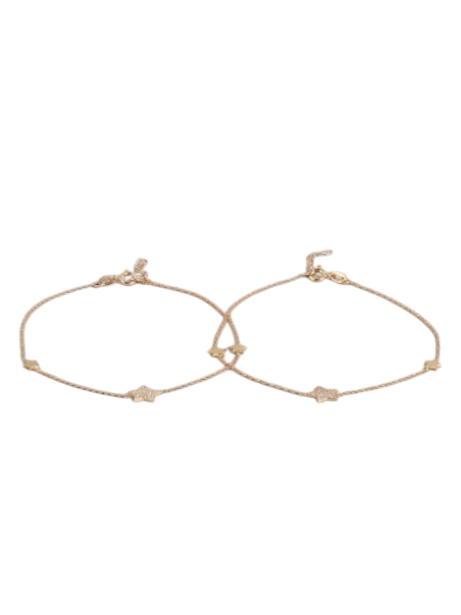 Star Rose Gold Plated CZ 925 Sterling Silver Anklet By Kesardeep Impex For Women