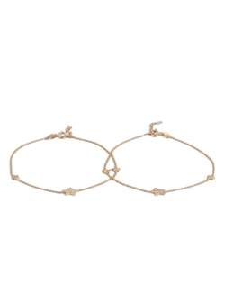 Star Rose Gold Plated CZ 925 Sterling Silver Anklet By Kesardeep Impex For Women