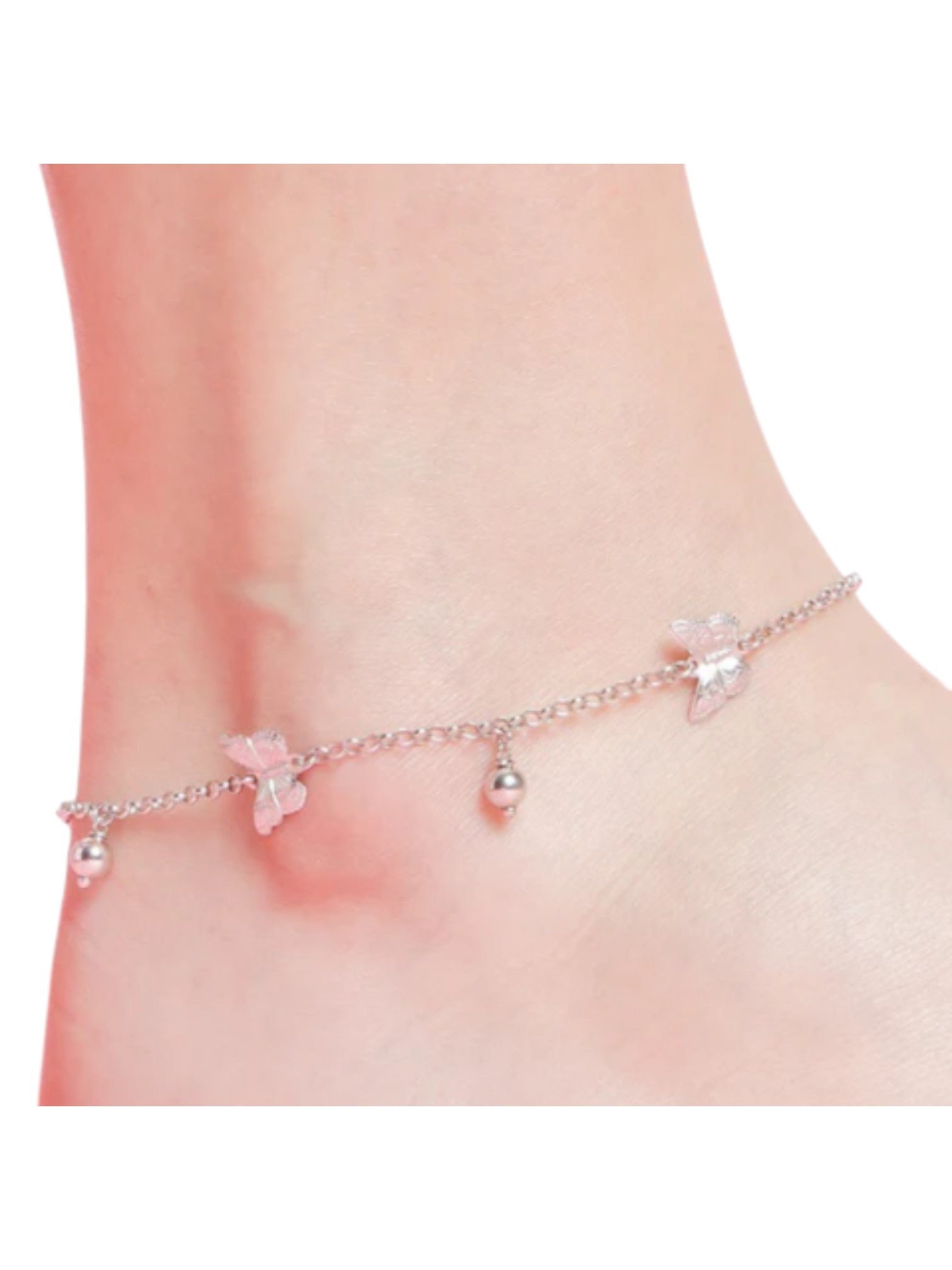 Triple Butterfly Rhodium Plated 925 Sterling Silver Anklet By Kesardeep Impex For Women