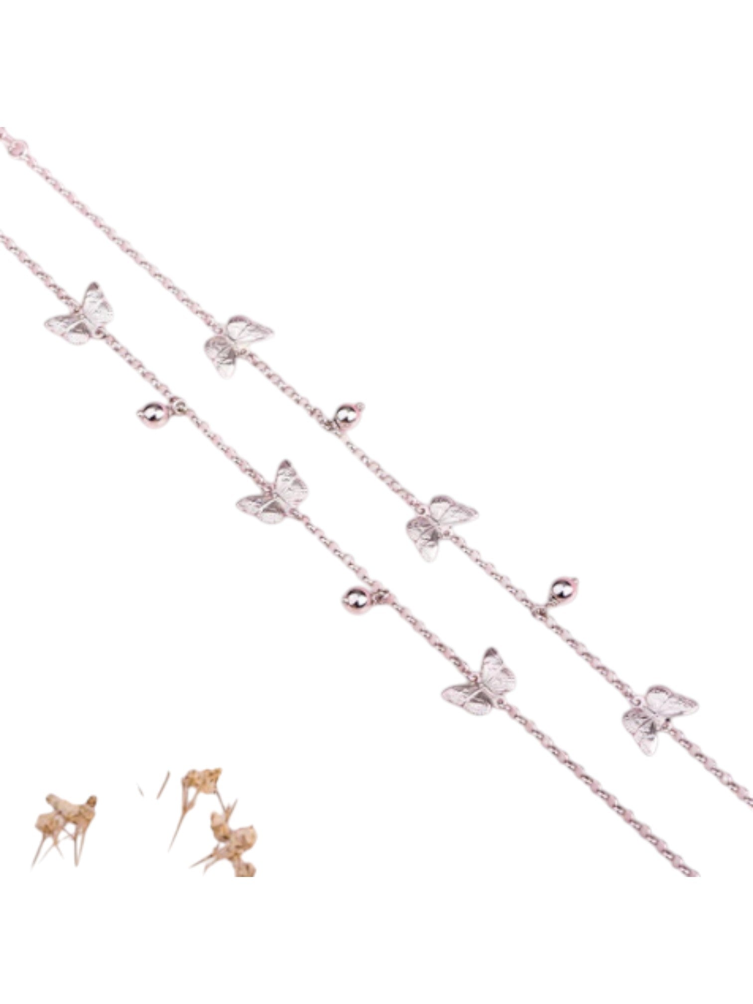 Triple Butterfly Rhodium Plated 925 Sterling Silver Anklet By Kesardeep Impex For Women