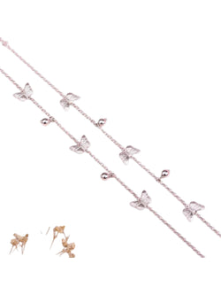 Triple Butterfly Rhodium Plated 925 Sterling Silver Anklet By Kesardeep Impex For Women
