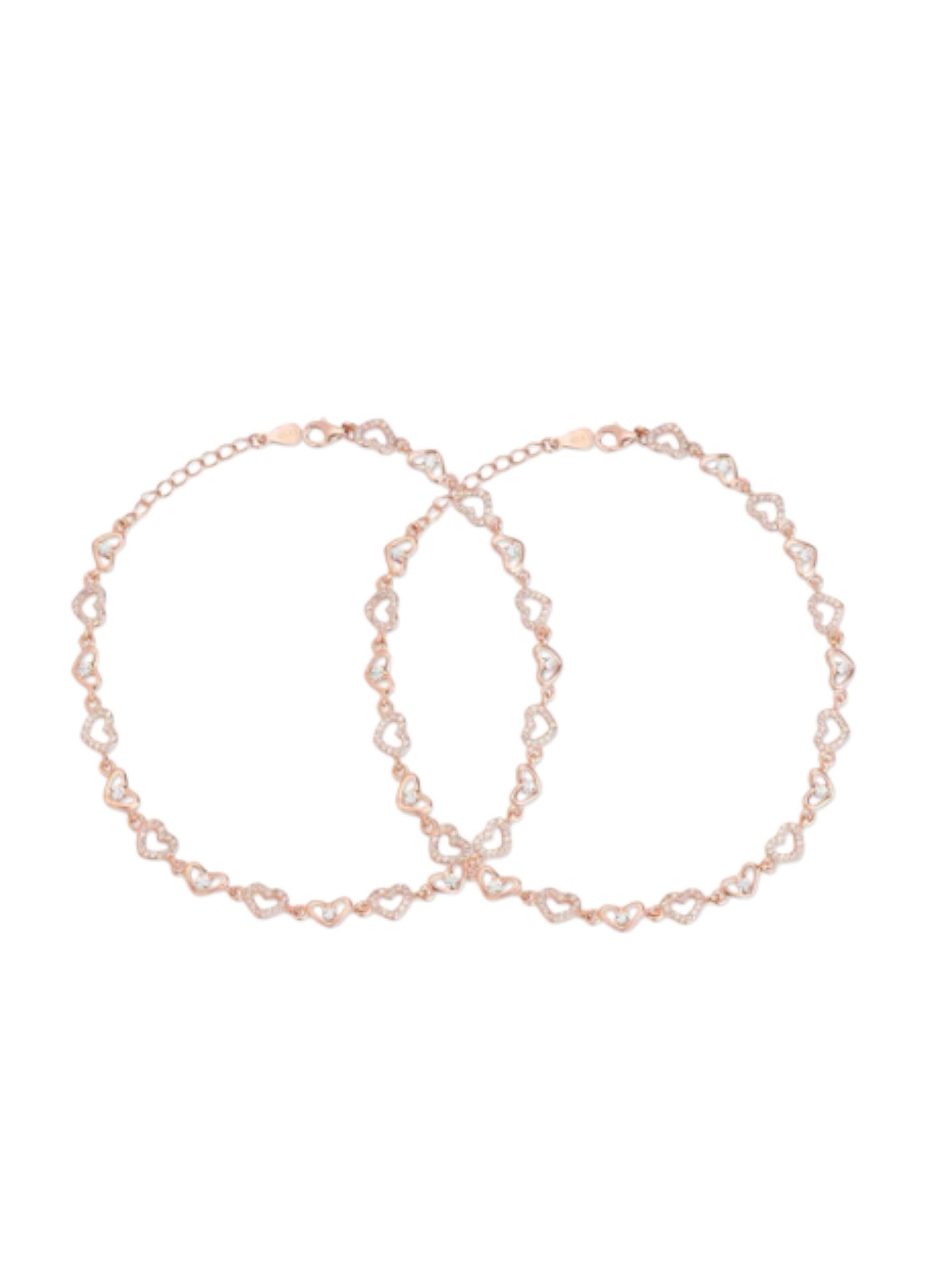 Heartfelt Charm Rose Gold Plated 925 Sterling Silver Anklet By Kesardeep Impex For Women