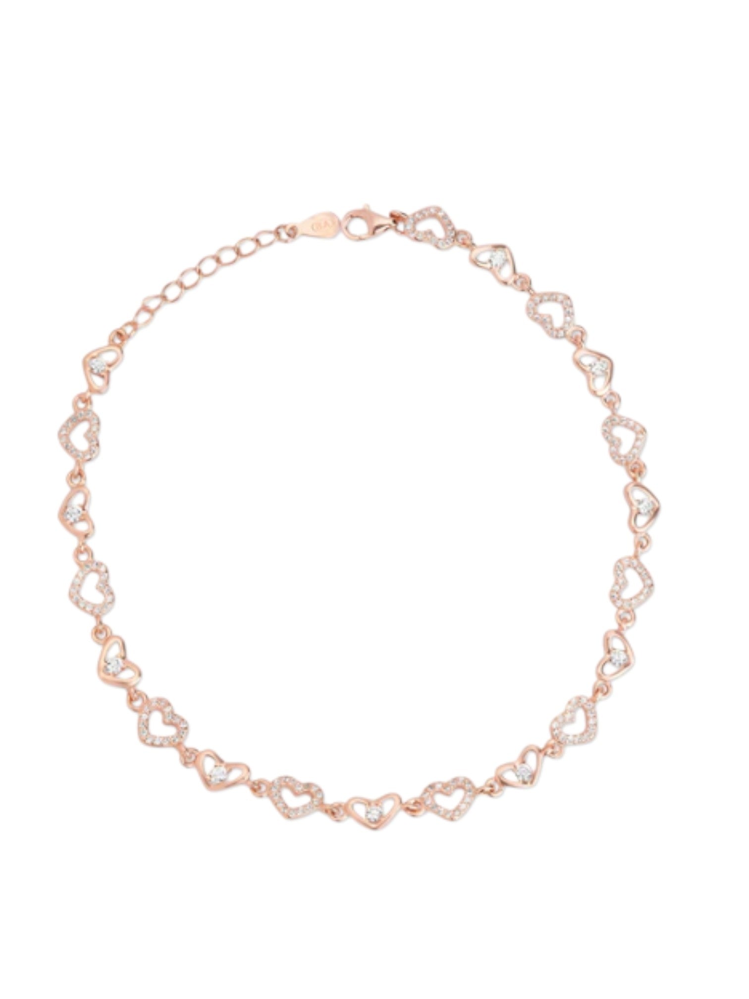 Heartfelt Charm Rose Gold Plated 925 Sterling Silver Anklet By Kesardeep Impex For Women