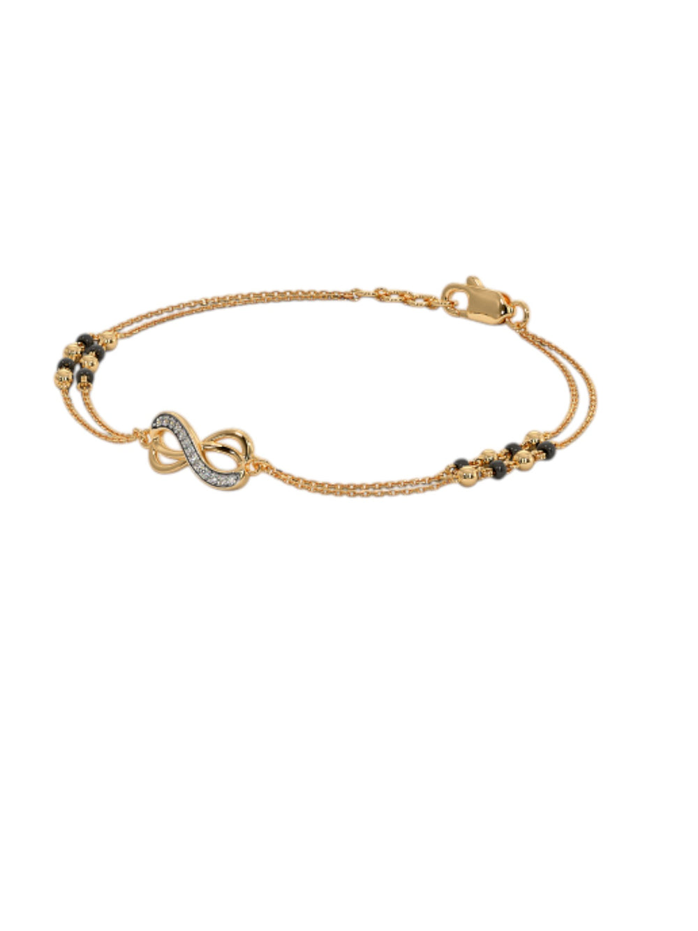 Infinity Mangalsutra Type Bracelet 925 Sterling Silver Elegant  Gold Plated For Women By Kesardeep