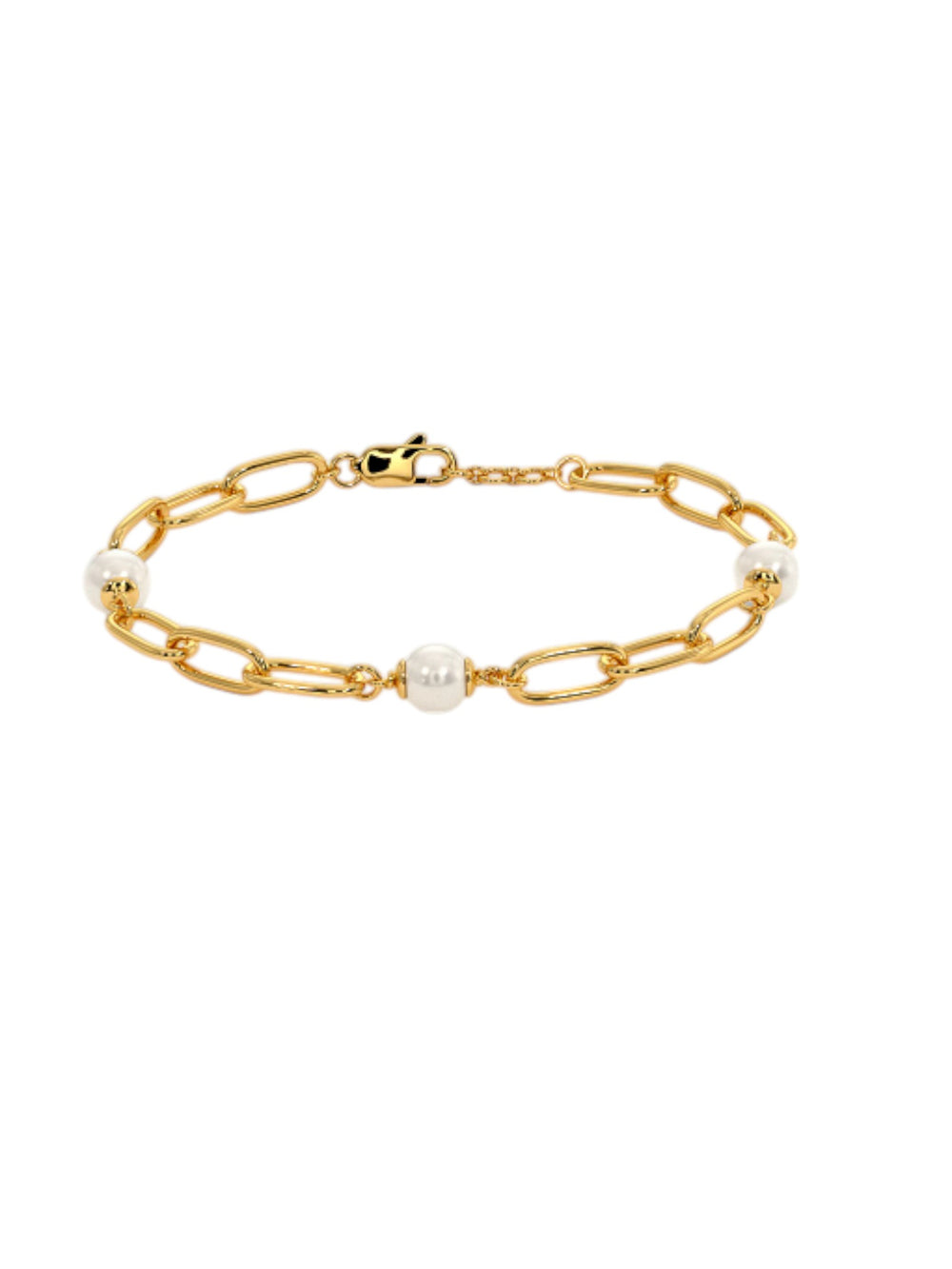 White Pearl  Bracelet 925 Sterling Silver Elegant  Gold Plated For Women By Kesardeep
