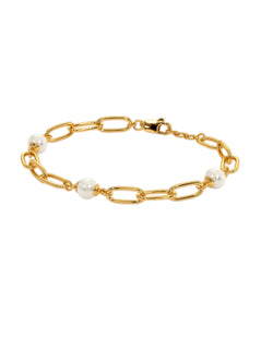 White Pearl  Bracelet 925 Sterling Silver Elegant  Gold Plated For Women By Kesardeep
