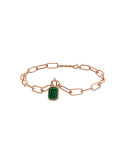 Emerald Bracelet 925 Sterling Silver Elegant Rose Gold Plated For Women By Kesardeep