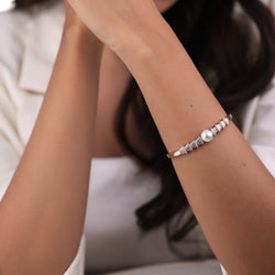 Pearl and diamond bangle for women