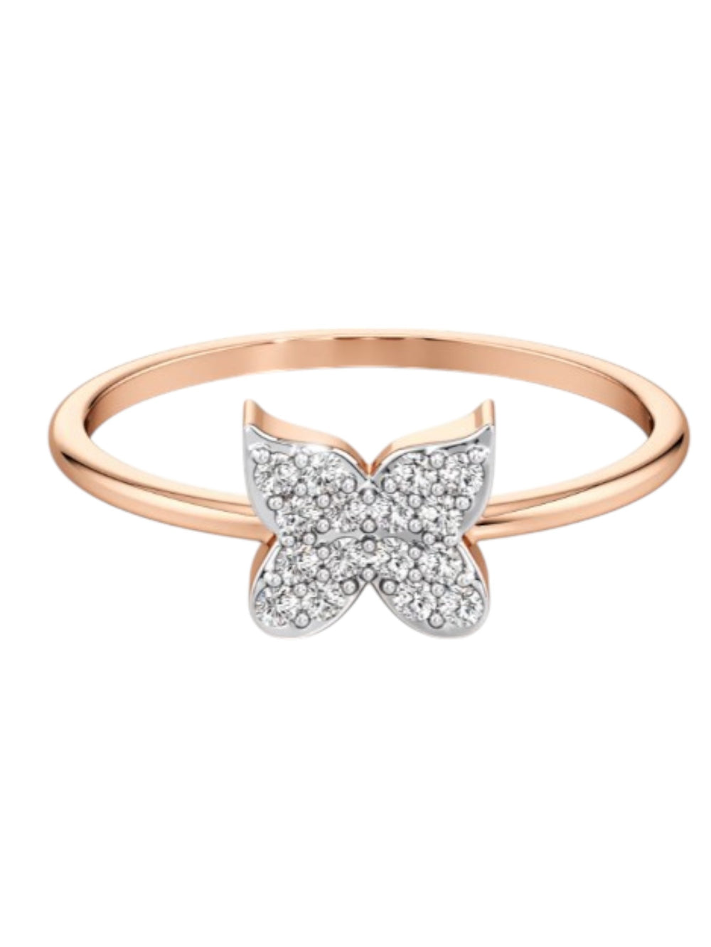 925 Sterling Silver Rose Gold Plated Light Weight CZ Stone Butterfly Ring For Women By Kesardeep
