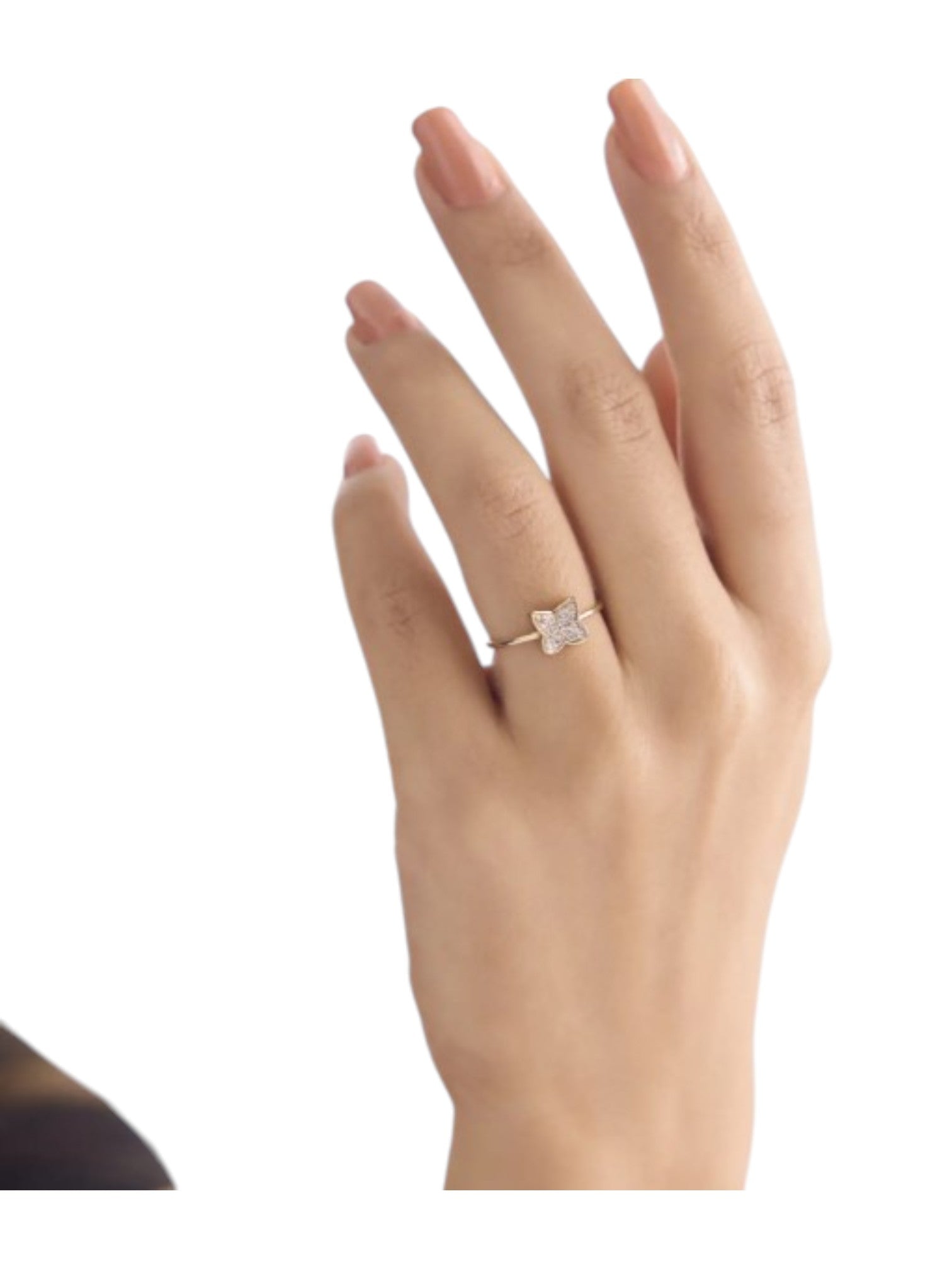 925 Sterling Silver Rose Gold Plated Light Weight CZ Stone Butterfly Ring For Women By Kesardeep