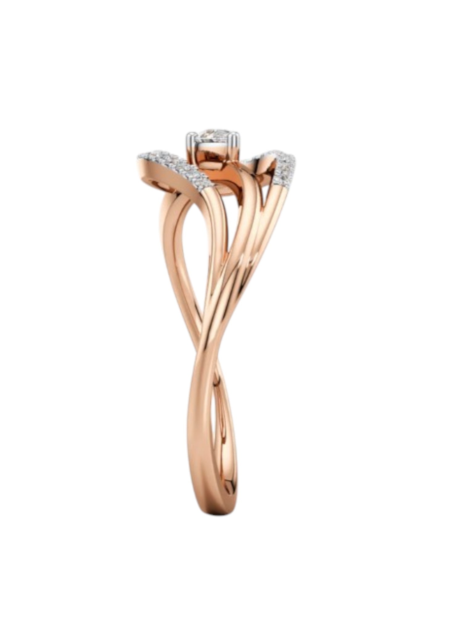 925 Sterling Silver Rose Gold Plated Light Weight CZ Stone Ring For Women By Kesardeep