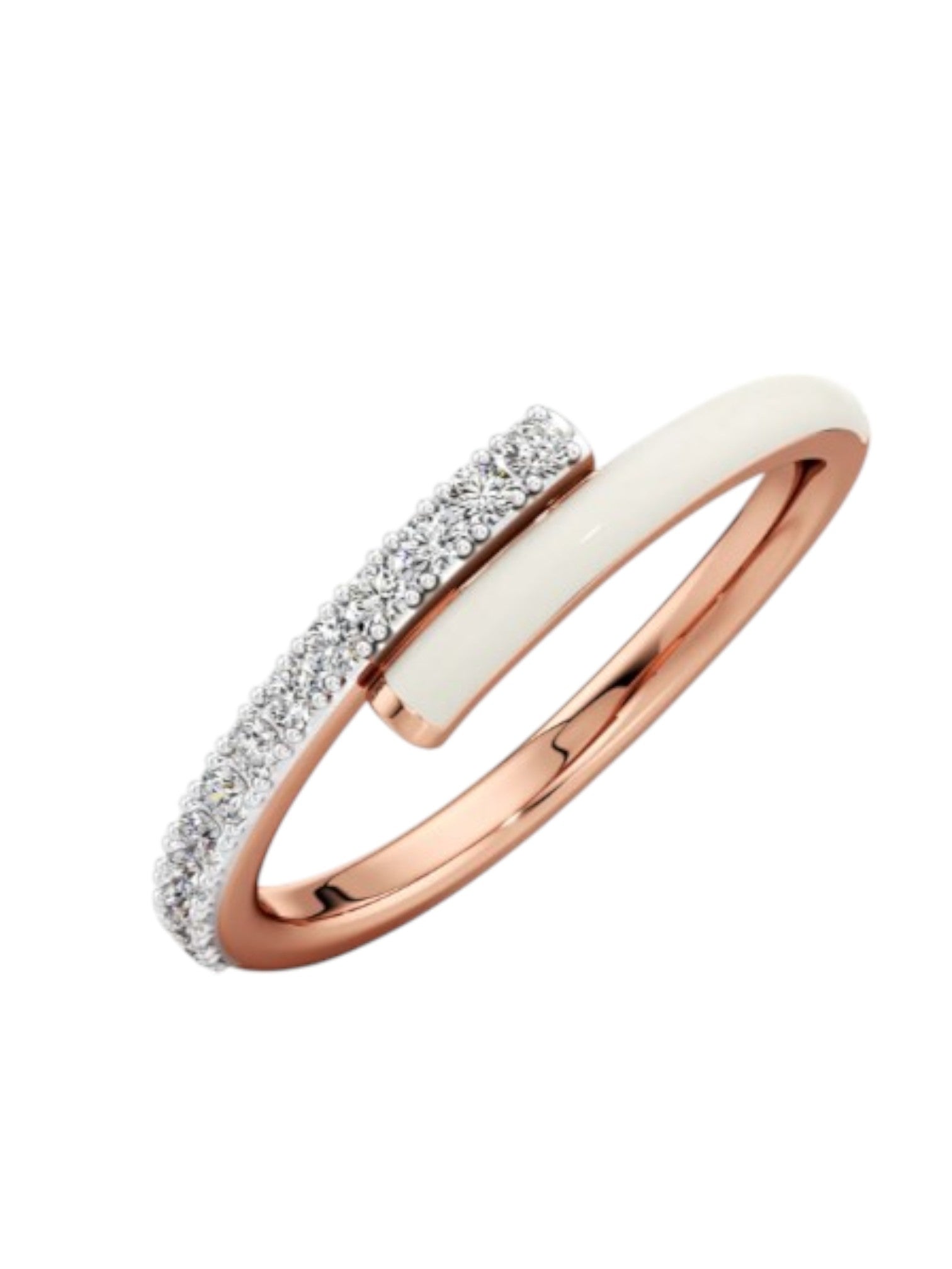 925 Sterling Silver Rose Gold Plated Light Weight CZ Stone Enamel Ring For Women By Kesardeep