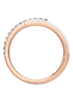 925 Sterling Silver Rose Gold Plated Light Weight CZ Stone Enamel Ring For Women By Kesardeep