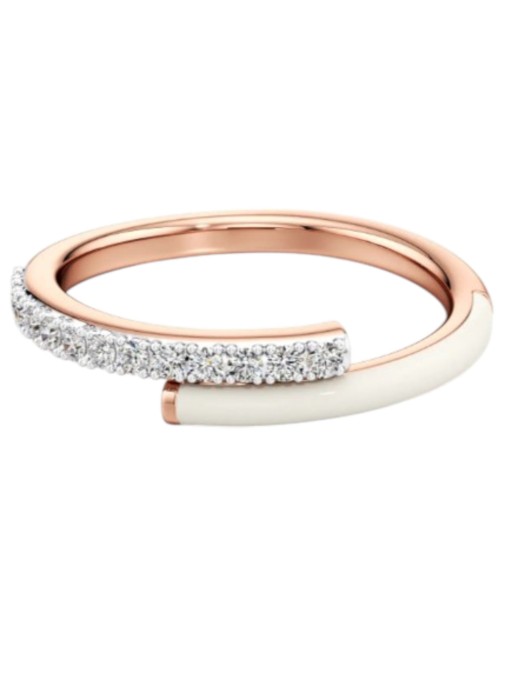 925 Sterling Silver Rose Gold Plated Light Weight CZ Stone Enamel Ring For Women By Kesardeep