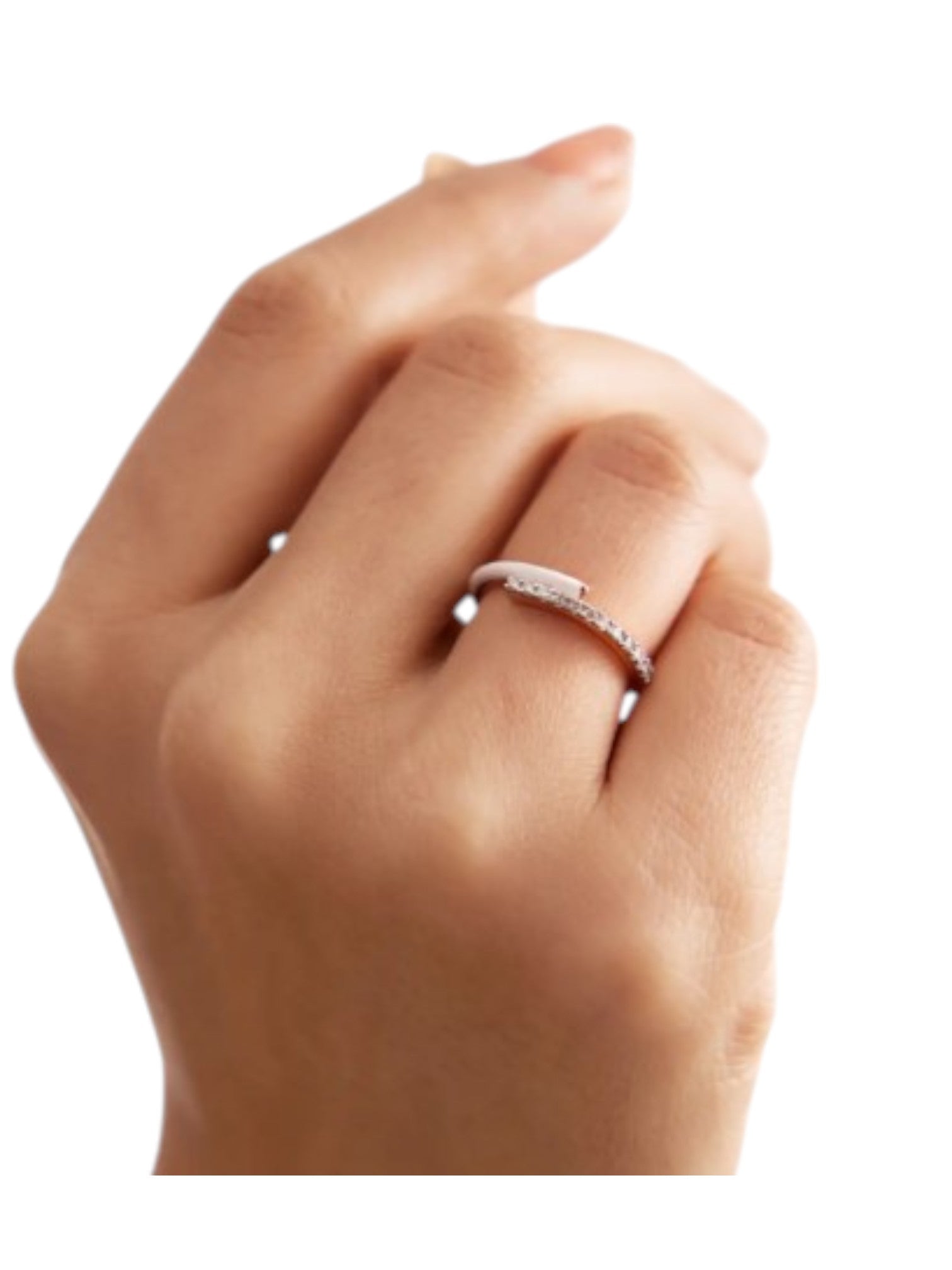 925 Sterling Silver Rose Gold Plated Light Weight CZ Stone Enamel Ring For Women By Kesardeep