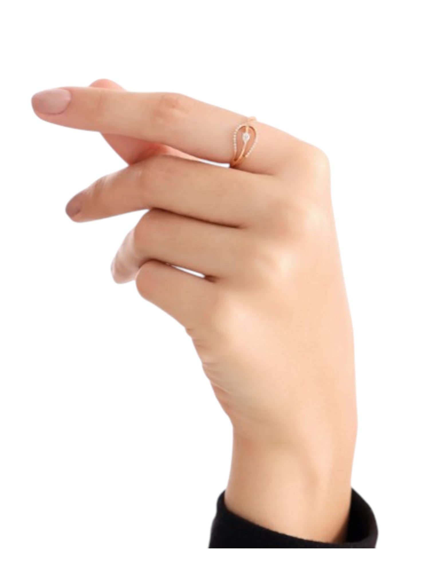 925 Sterling Silver Rose Gold Plated Light Weight CZ Stone Ring For Women By Kesardeep