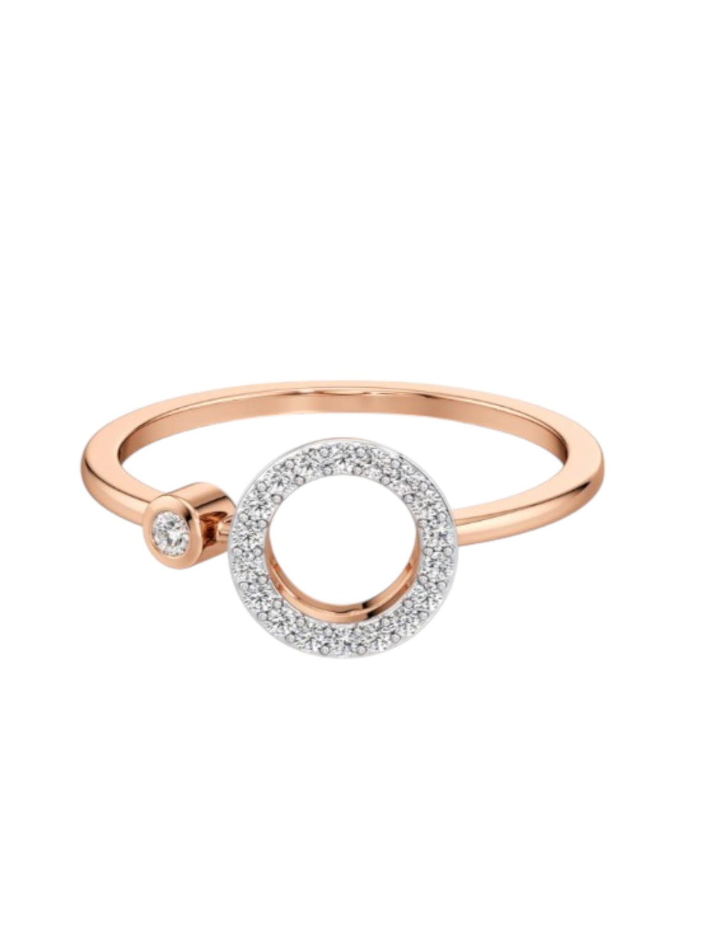 925 Sterling Silver Rose Gold Plated Light Weight CZ Stone Circle Ring For Women By Kesardeep