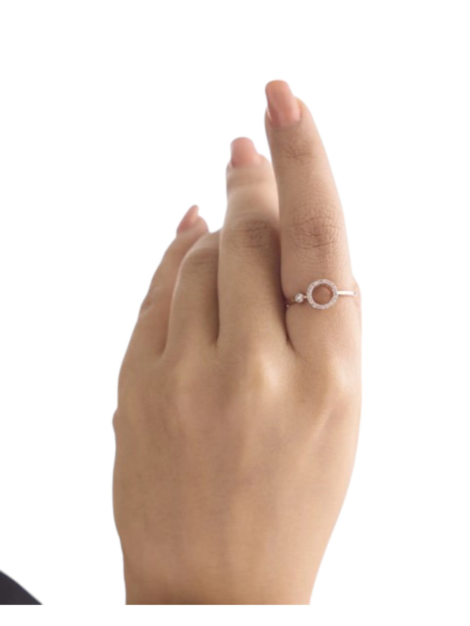 925 Sterling Silver Rose Gold Plated Light Weight CZ Stone Circle Ring For Women By Kesardeep