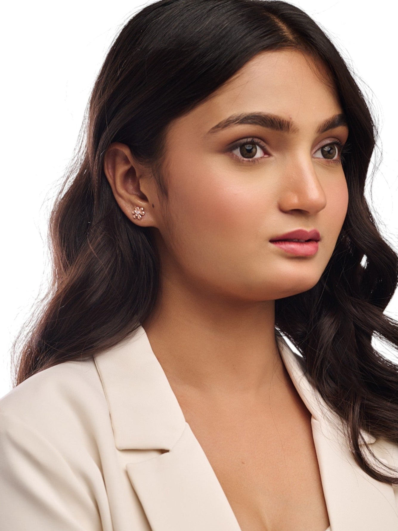 Flower 925 Sterling Silver Design Stylish Stud Rose Gold Plated With Free Size For Women By Kesardeep