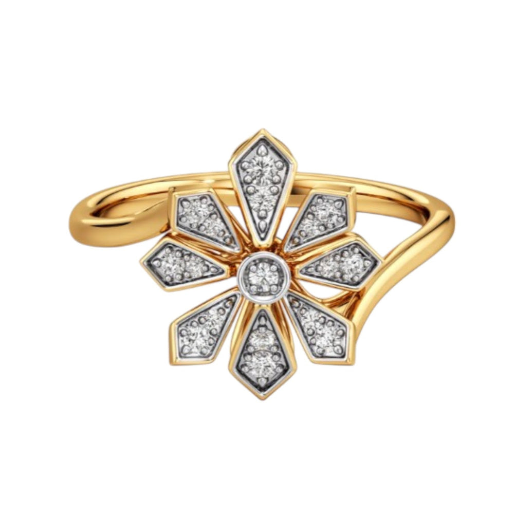 925 Sterling Silver Gold Plated CZ Stone Light Weight Ring For Women By Kesardeep