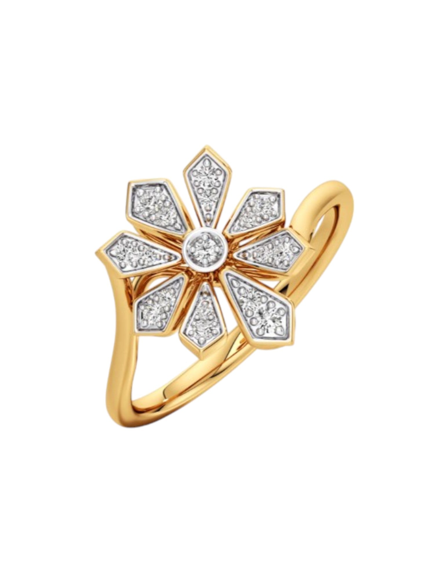 925 Sterling Silver Gold Plated CZ Stone Light Weight Ring For Women By Kesardeep