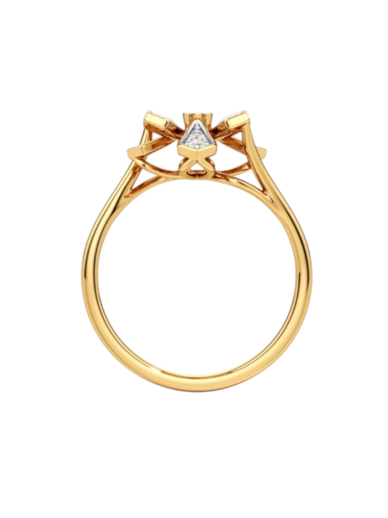 925 Sterling Silver Gold Plated CZ Stone Light Weight Ring For Women By Kesardeep