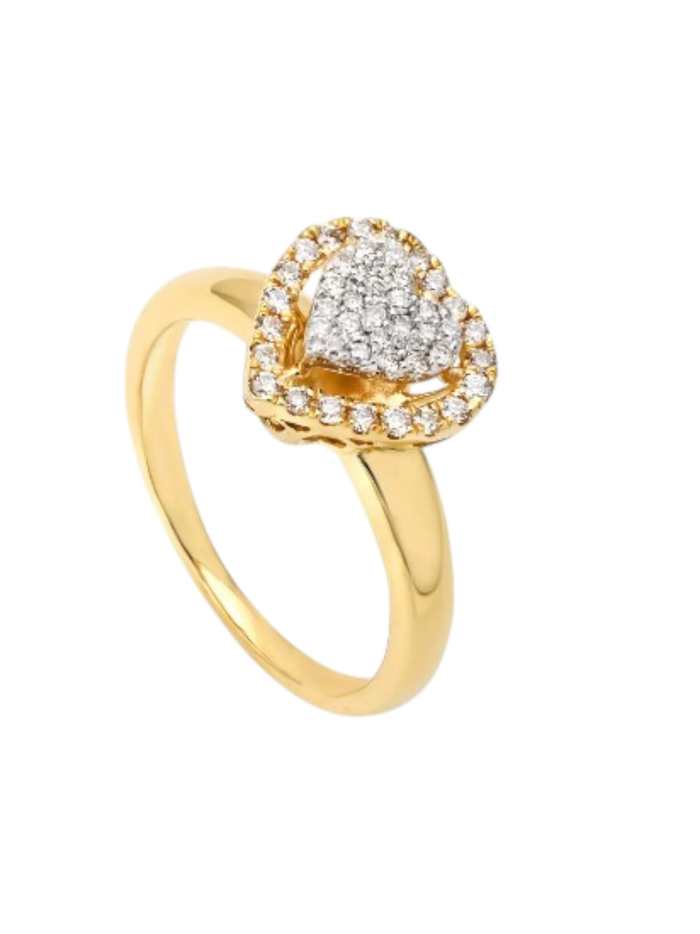 Heart Shaped Sterling Silver Gold Plated Light Weight Engagement Ring For Women By Kesardeep