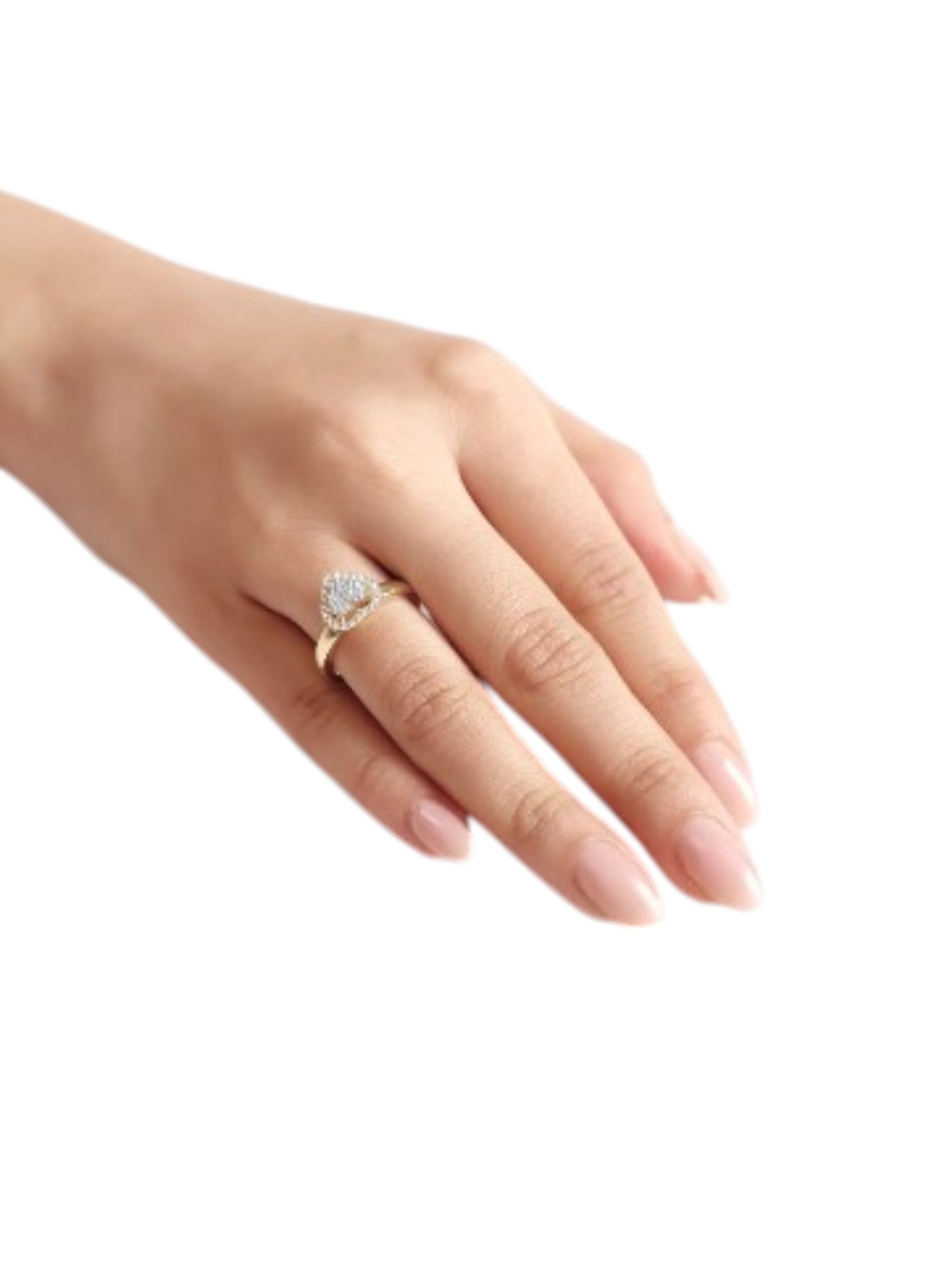 Heart Shaped Sterling Silver Gold Plated Light Weight Engagement Ring For Women By Kesardeep