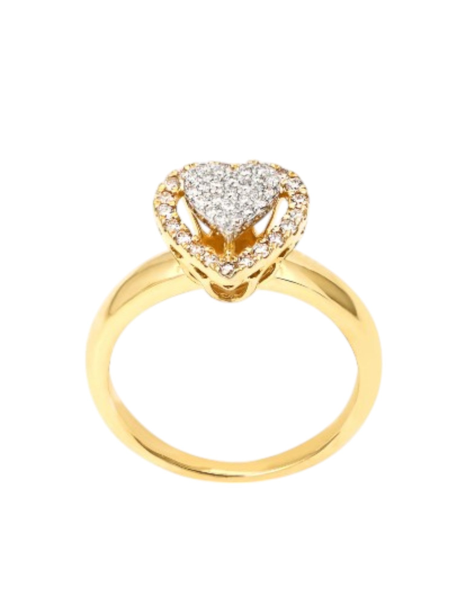 Heart Shaped Sterling Silver Gold Plated Light Weight Engagement Ring For Women By Kesardeep