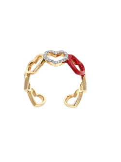 Adjustable Heart Shaped Sterling Silver Gold Plated Light Weight Ring For Women By Kesardeep