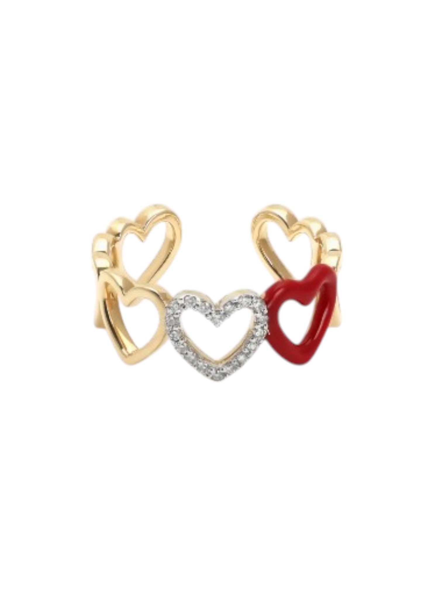 Adjustable Heart Shaped Sterling Silver Gold Plated Light Weight Ring For Women By Kesardeep