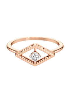 Trendy Rose Gold Plated CZ Stone Light Weight 925 Silver Kite Ring For Women By Kesardeep