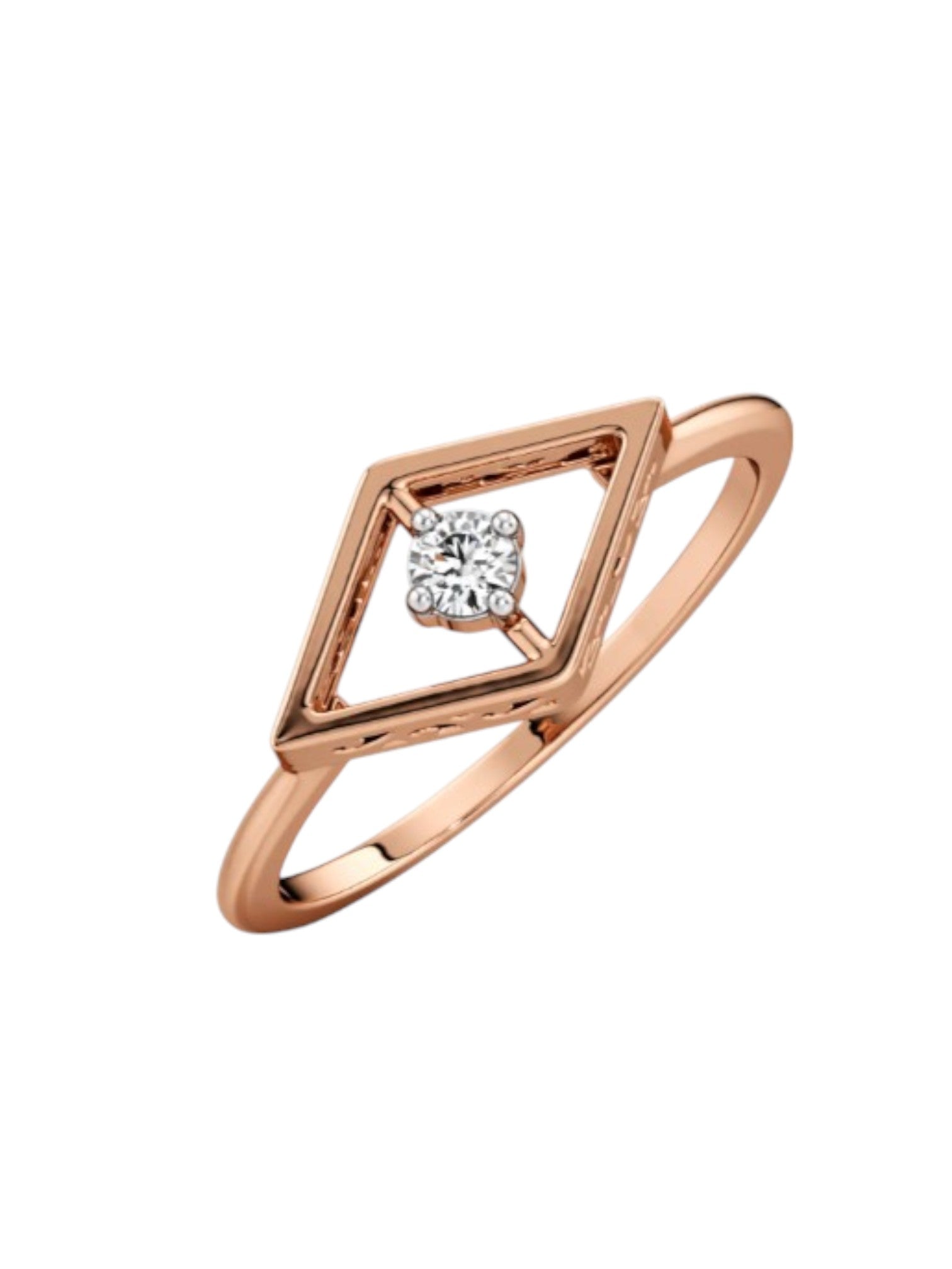 Trendy Rose Gold Plated CZ Stone Light Weight 925 Silver Kite Ring For Women By Kesardeep