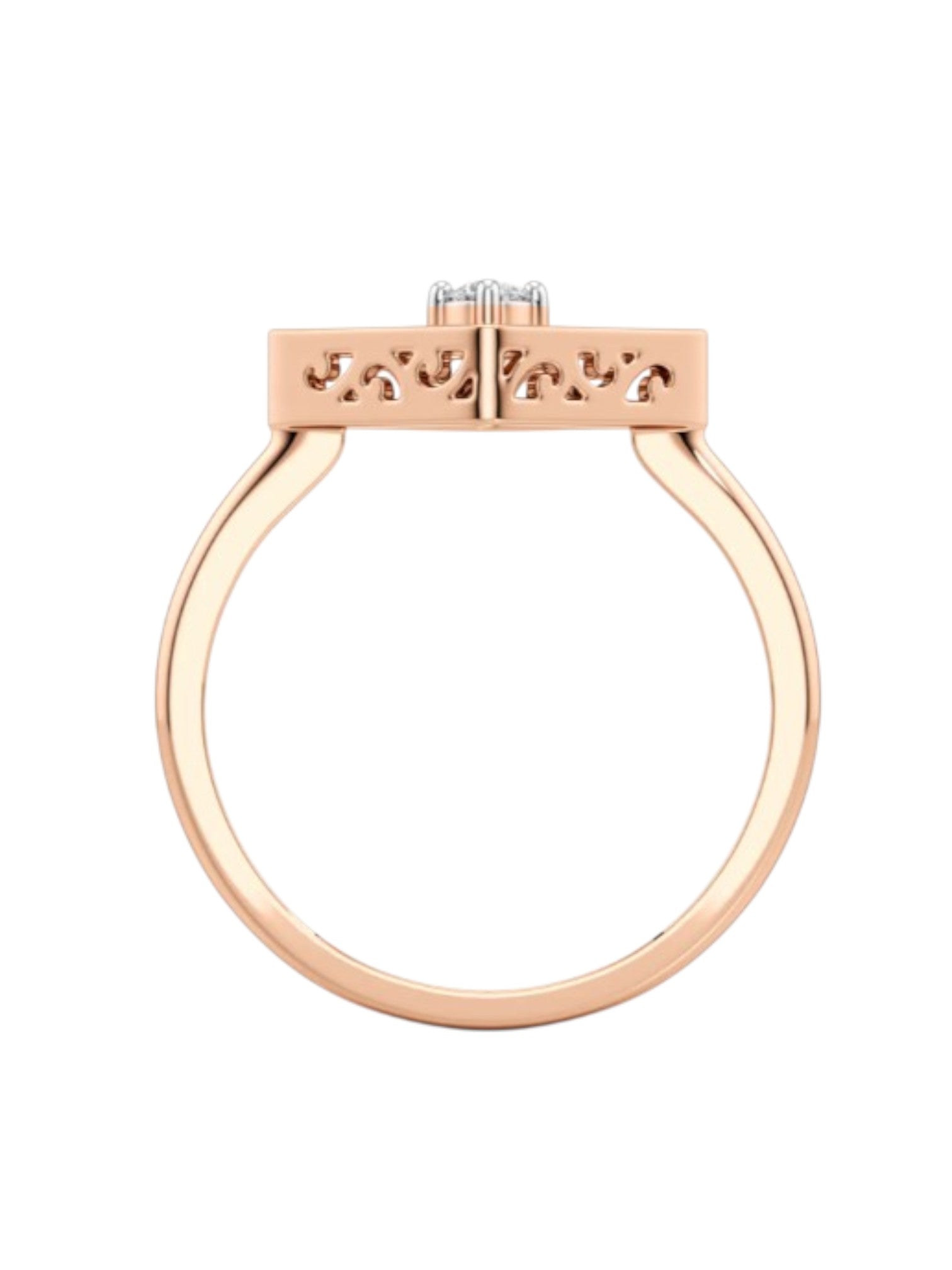 Trendy Rose Gold Plated CZ Stone Light Weight 925 Silver Kite Ring For Women By Kesardeep