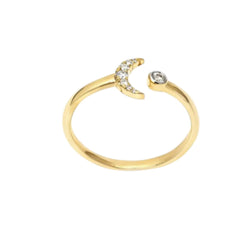 925 Sterling Silver Gold Plated Light Weight CZ Stone Moonlit Ring For Women By Kesardeep