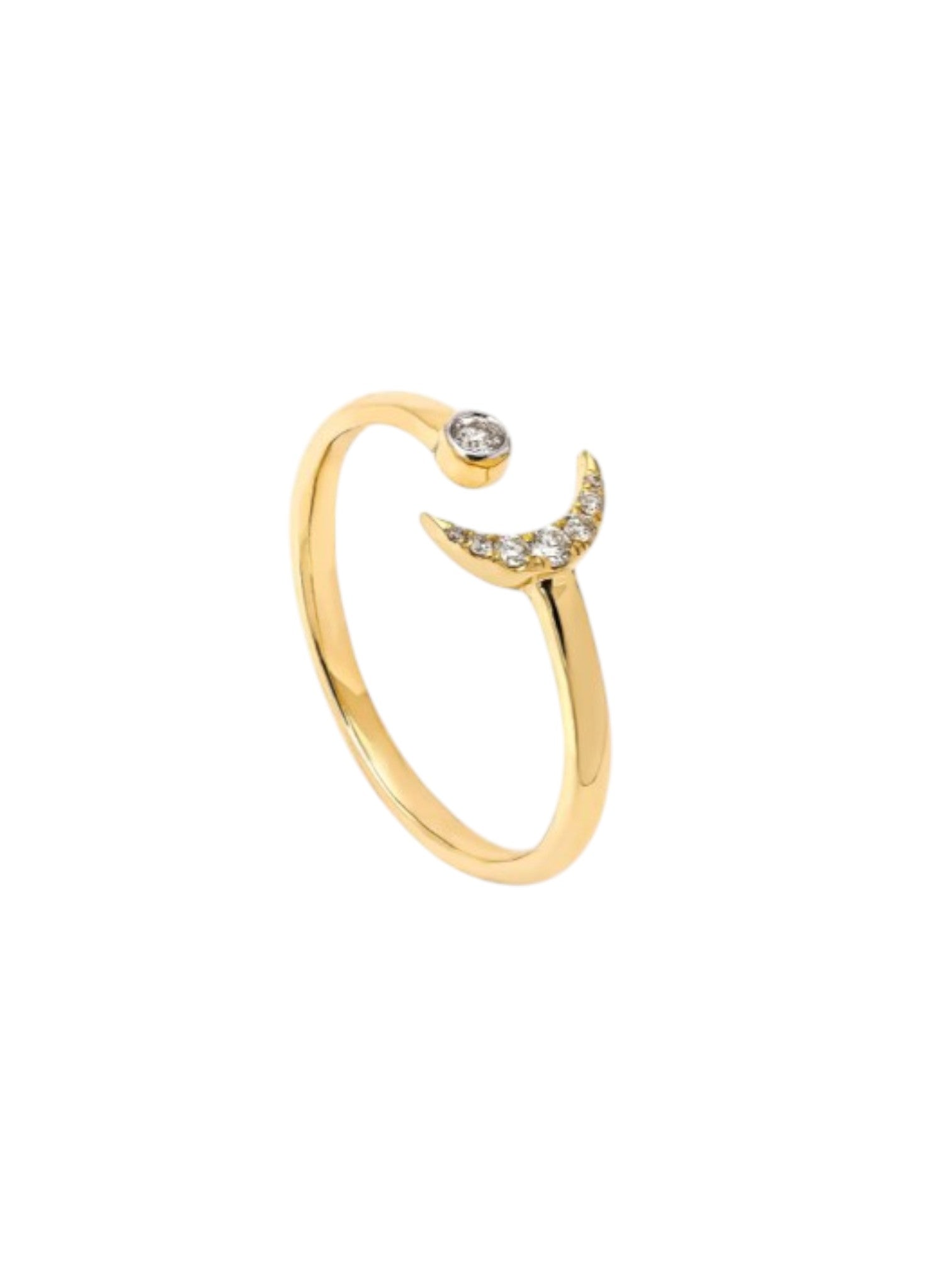 925 Sterling Silver Gold Plated Light Weight CZ Stone Moonlit Ring For Women By Kesardeep