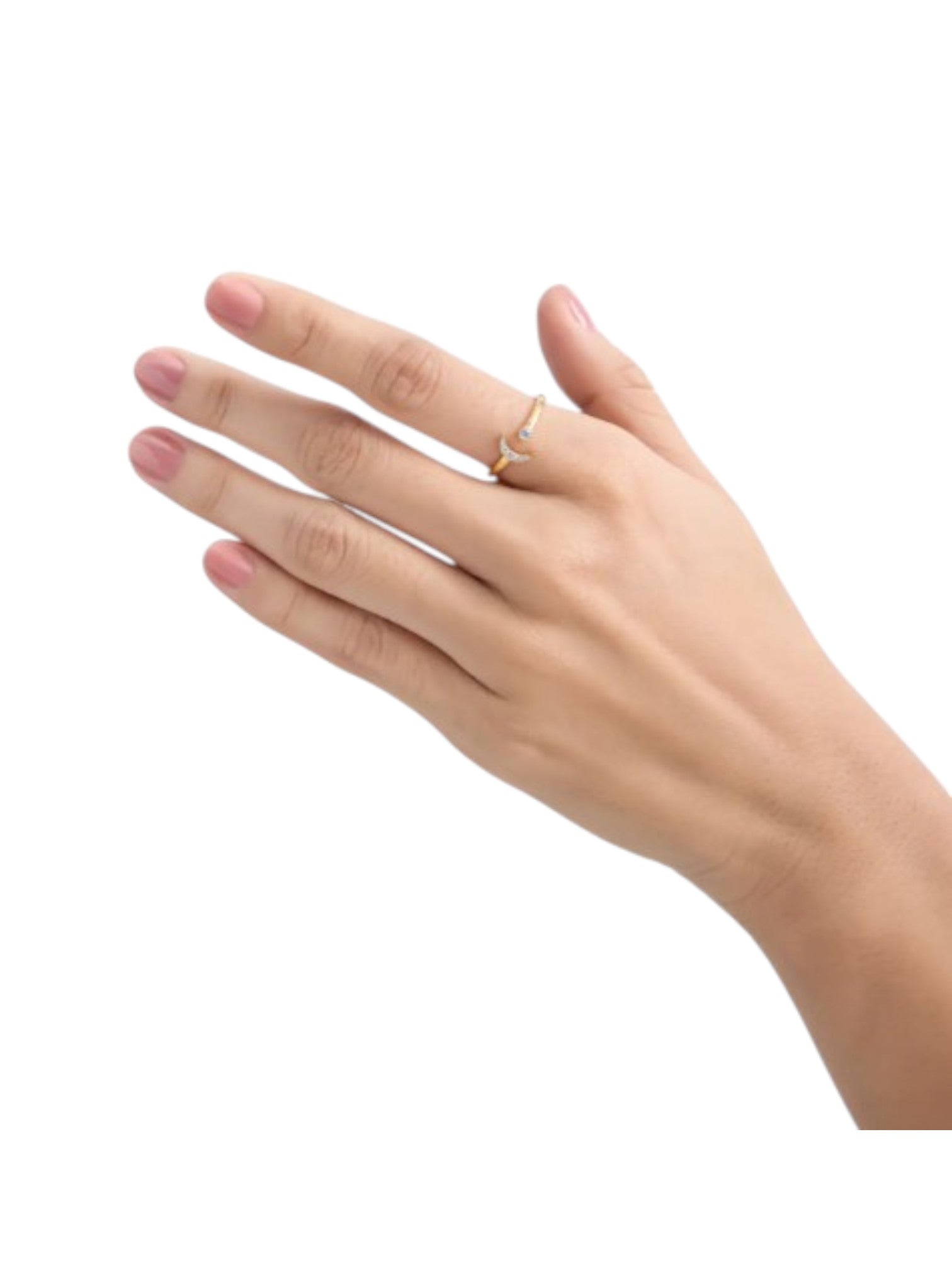 925 Sterling Silver Gold Plated Light Weight CZ Stone Moonlit Ring For Women By Kesardeep