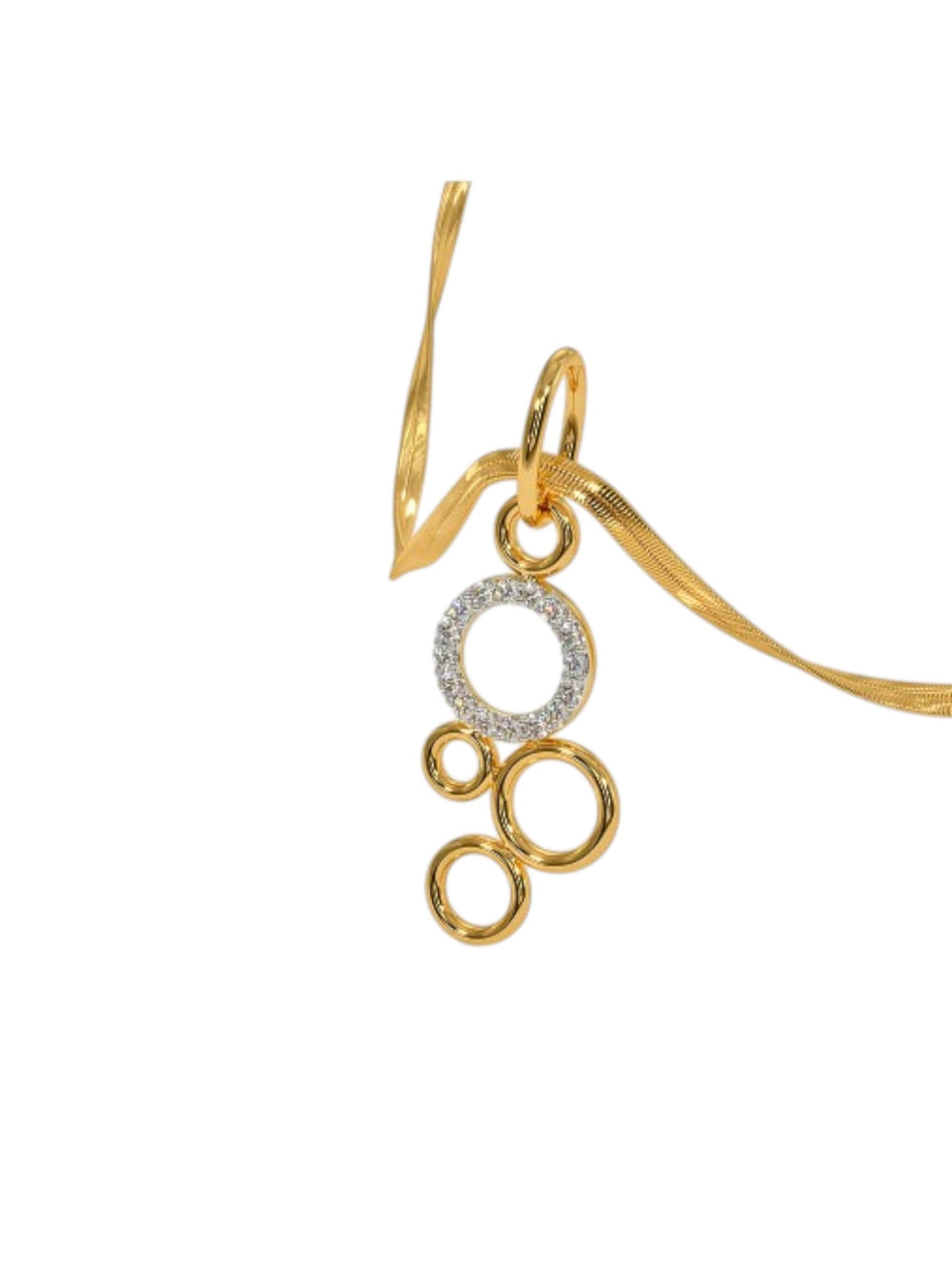 925 Sterling Silver Elegant Design CZ Stones Gold Plated Pendant With Chain For Women By Kesardeep