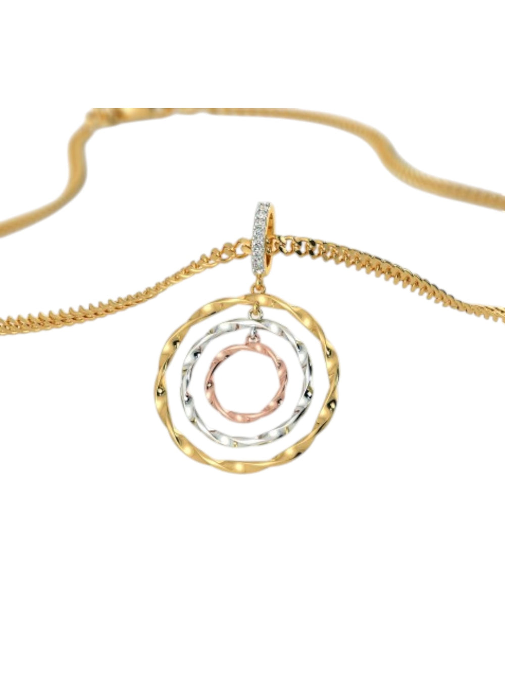 925 Sterling Silver Elegant Design CZ Stones Gold Plated Pendant With Chain For Women By Kesardeep