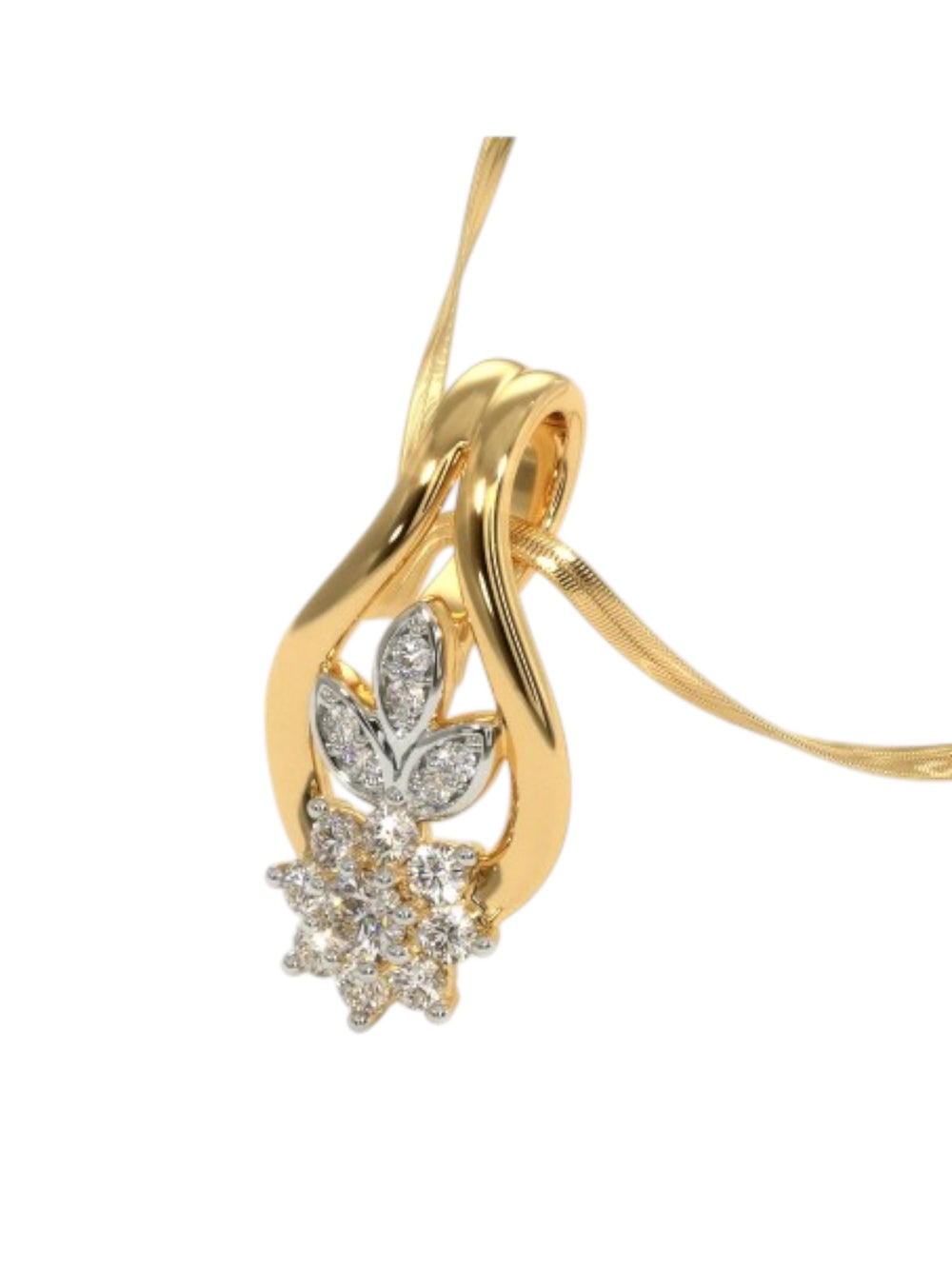 925 Sterling Silver Elegant Design CZ Stones Gold Plated Pendant With Chain For Women By Kesardeep