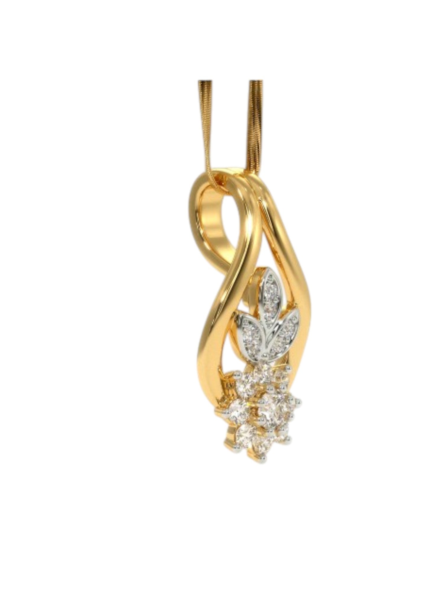 925 Sterling Silver Elegant Design CZ Stones Gold Plated Pendant With Chain For Women By Kesardeep