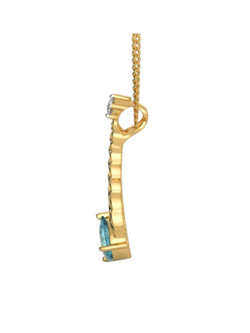 925 Sterling Silver Elegant Design CZ Stones Gold Plated Pendant With Chain For Women By Kesardeep