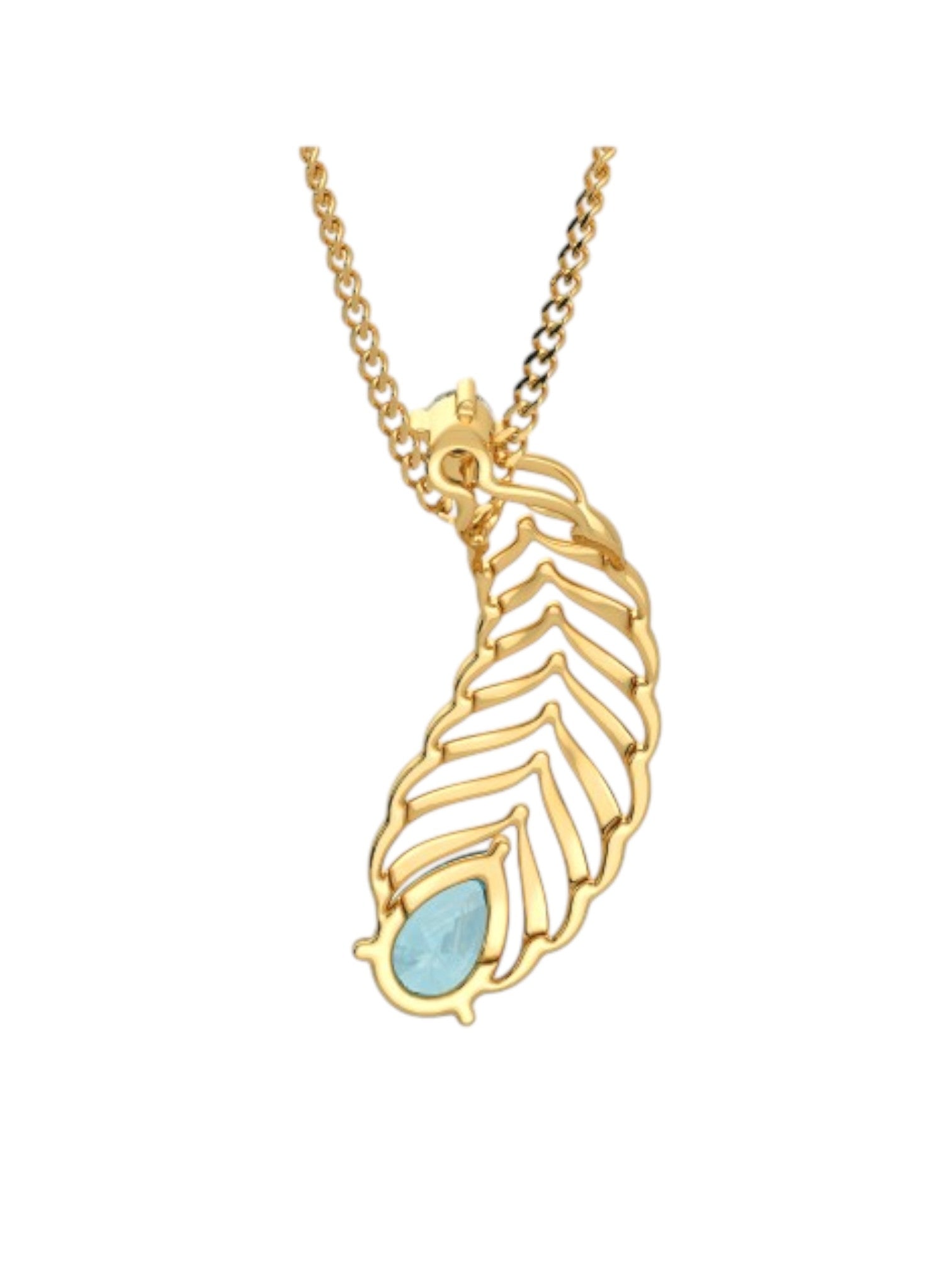 925 Sterling Silver Elegant Design CZ Stones Gold Plated Pendant With Chain For Women By Kesardeep