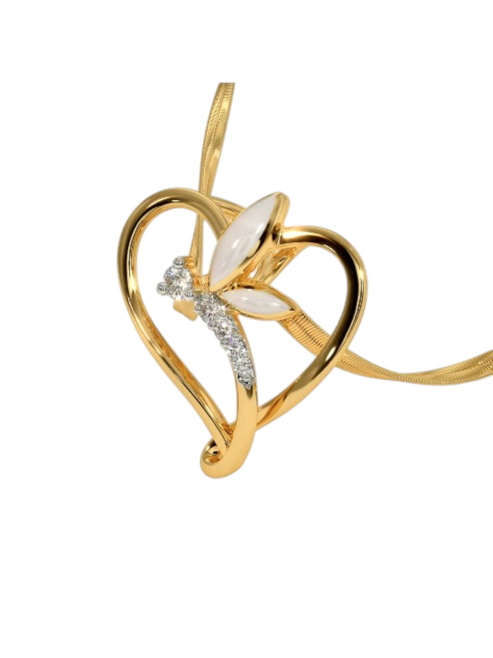 925 Sterling Silver Elegant Bird Design CZ Stones Gold Plated Pendant With Chain For Women By Kesardeep