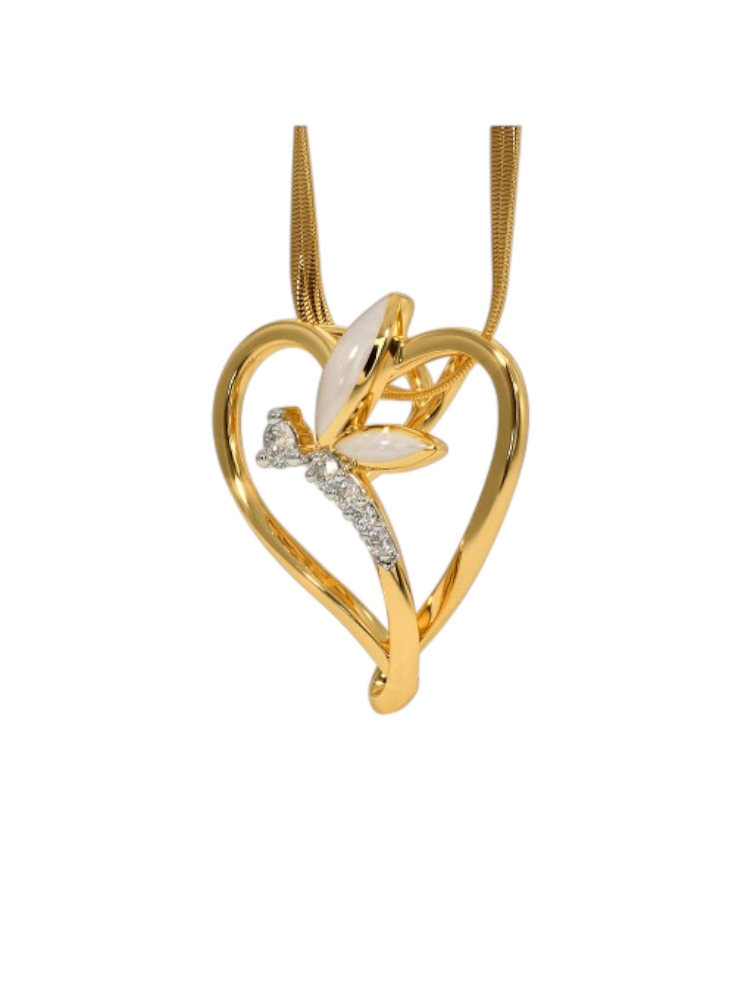 925 Sterling Silver Elegant Bird Design CZ Stones Gold Plated Pendant With Chain For Women By Kesardeep