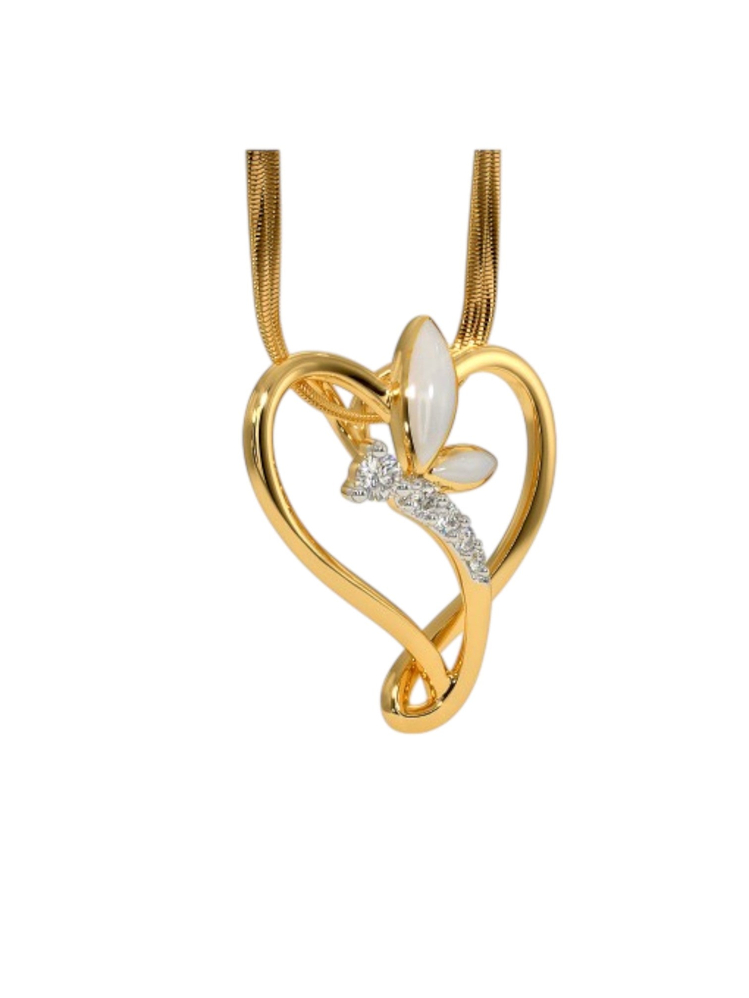 925 Sterling Silver Elegant Bird Design CZ Stones Gold Plated Pendant With Chain For Women By Kesardeep