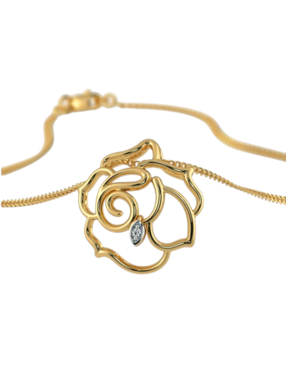 925 Sterling Silver Elegant Design CZ Stones Gold Plated Pendant With Chain For Women By Kesardeep